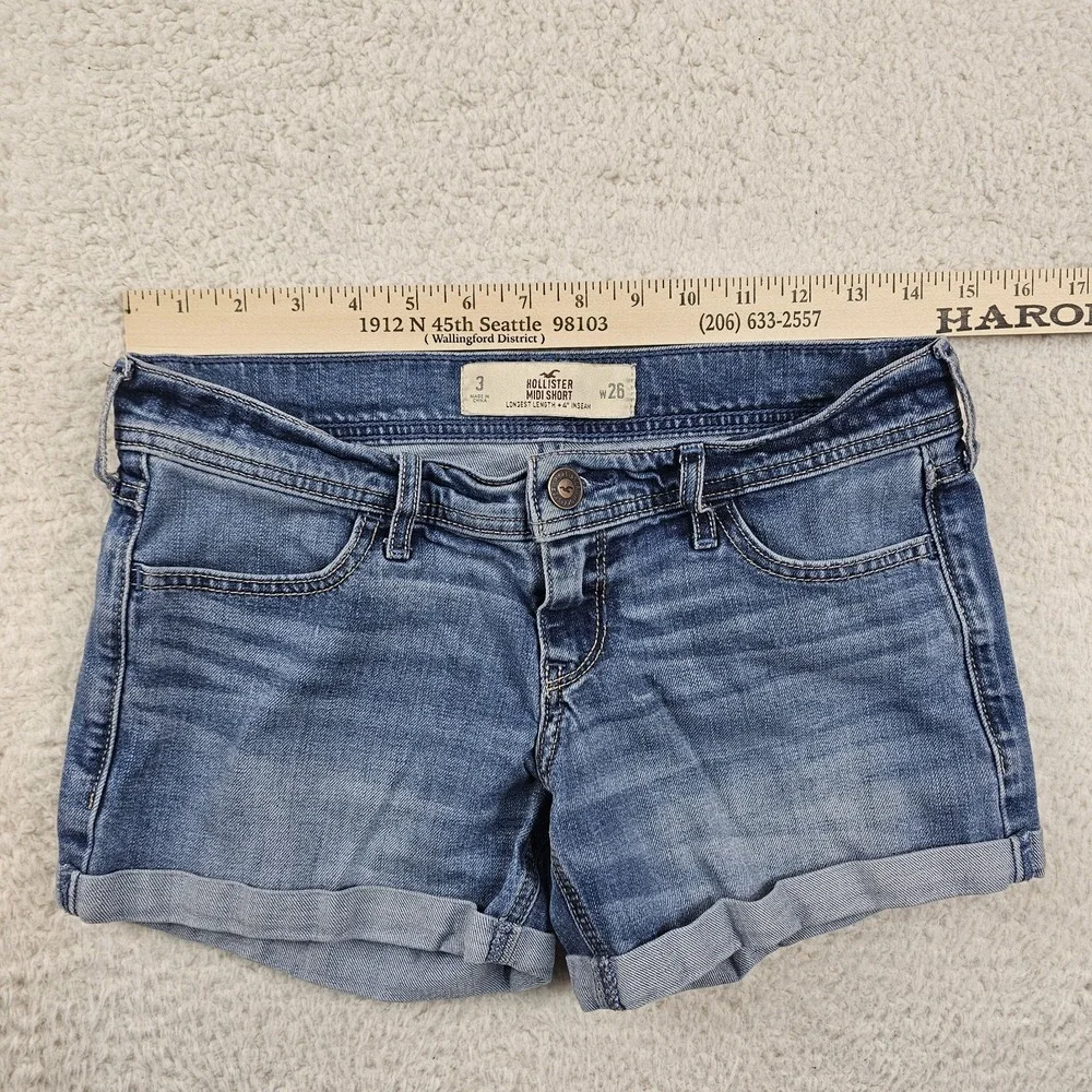 Hollister Midi Jean Shorts Women's 3 26 Blue Longest‎ Length 4